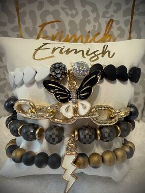 New ERIMISH Bracelets 4 Pc- Black - Custom Regular, Kids or Extended Size